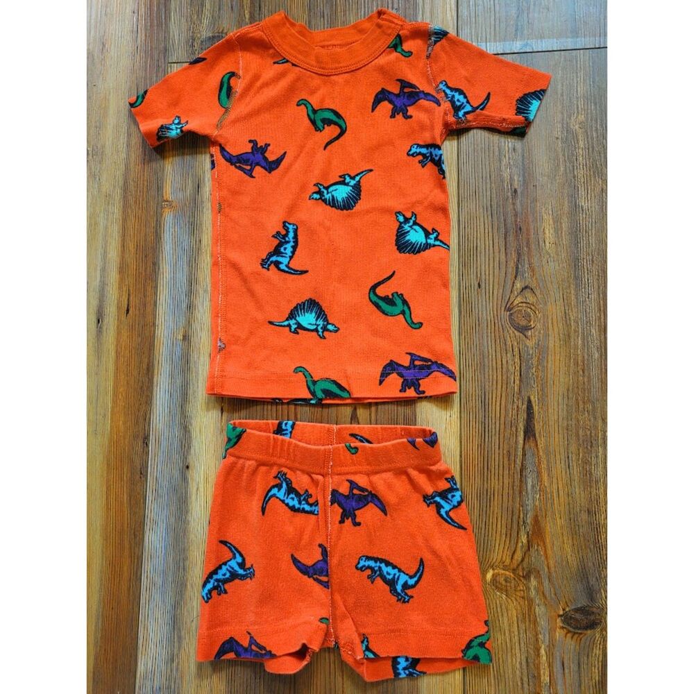 Hanna Andersson Size 90 / 3T PJs Orange Dino Short John Pajamas 3 Dinosaur